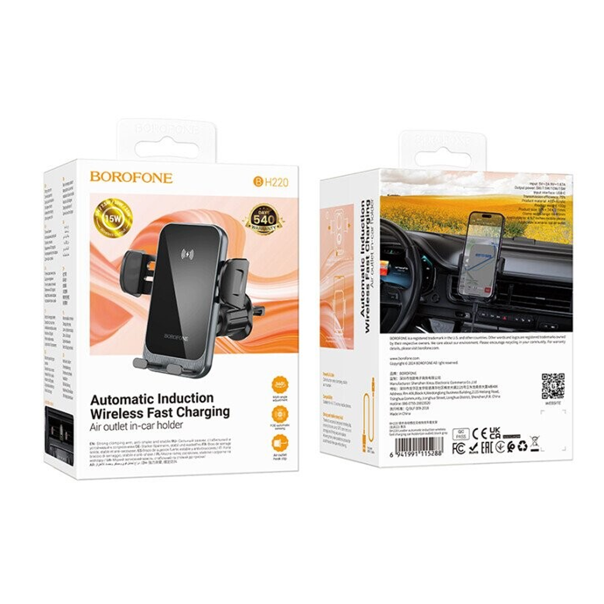 Soporte De Auto Rejilla Borofone Bh220 Negro – imagen 3