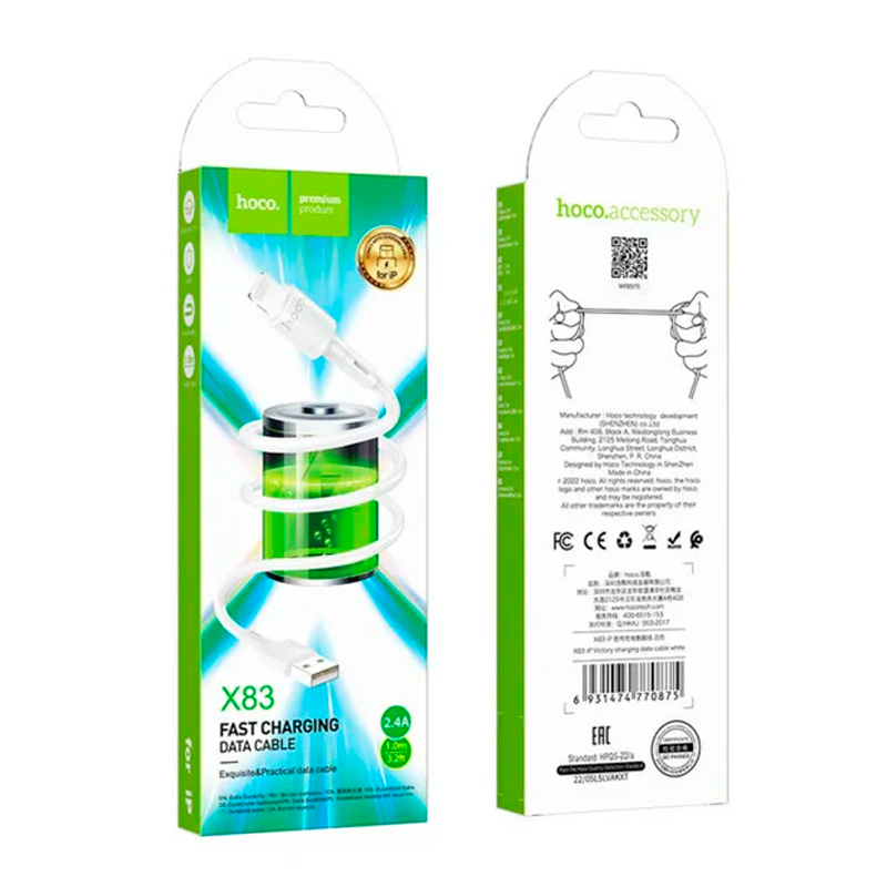 Cable Usb a Lightning Hoco X83 Victory Blanco – imagen 3