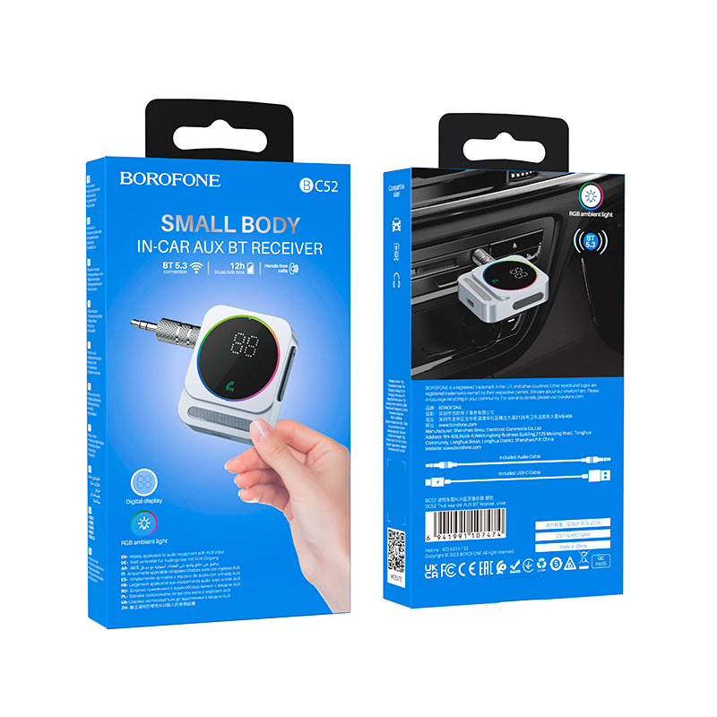 Transmisor Receptor Inalambrico Bluetooth Auto Borofone Bc52 Gris – imagen 2