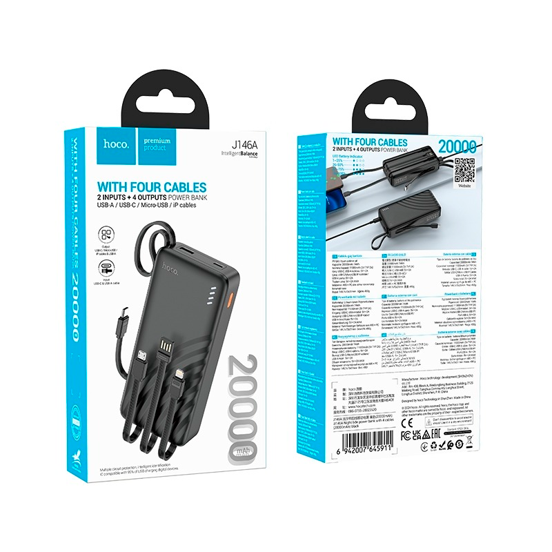 Bateria Portatil Powerbank Hoco J146a Night Tide 20000 Mah Negro – imagen 3