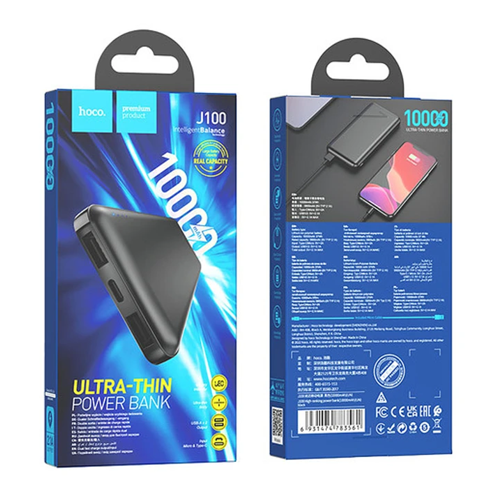 Powerbank Carga Rapida Hoco J100 Ultra Delgada 10000 Mah Negro – imagen 3