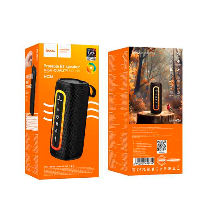 Parlante Bluetooth Hoco Hc36 Brocade Fm Tf Tws Negro – imagen 3