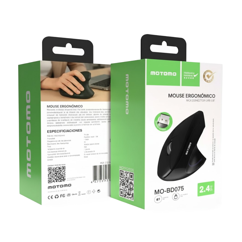 Mouse Inalambrico Motomo Mo-b200 Vertical Dual Bluetooth + Wireless Negro – imagen 3