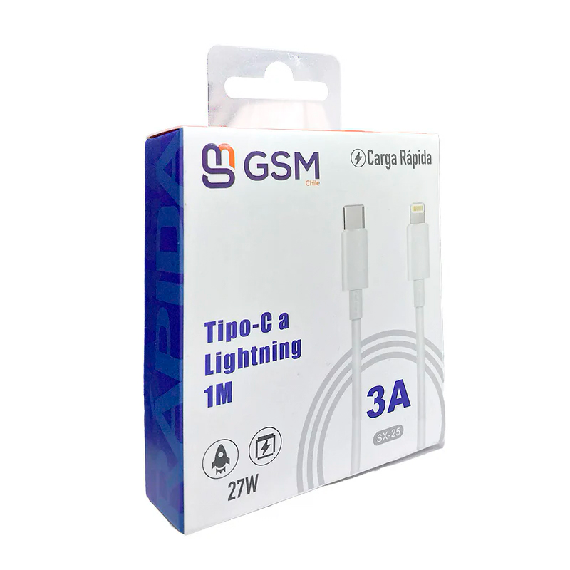 Cable Tipo C a Lightning Gsm Sx-25 27w Blanco – imagen 3