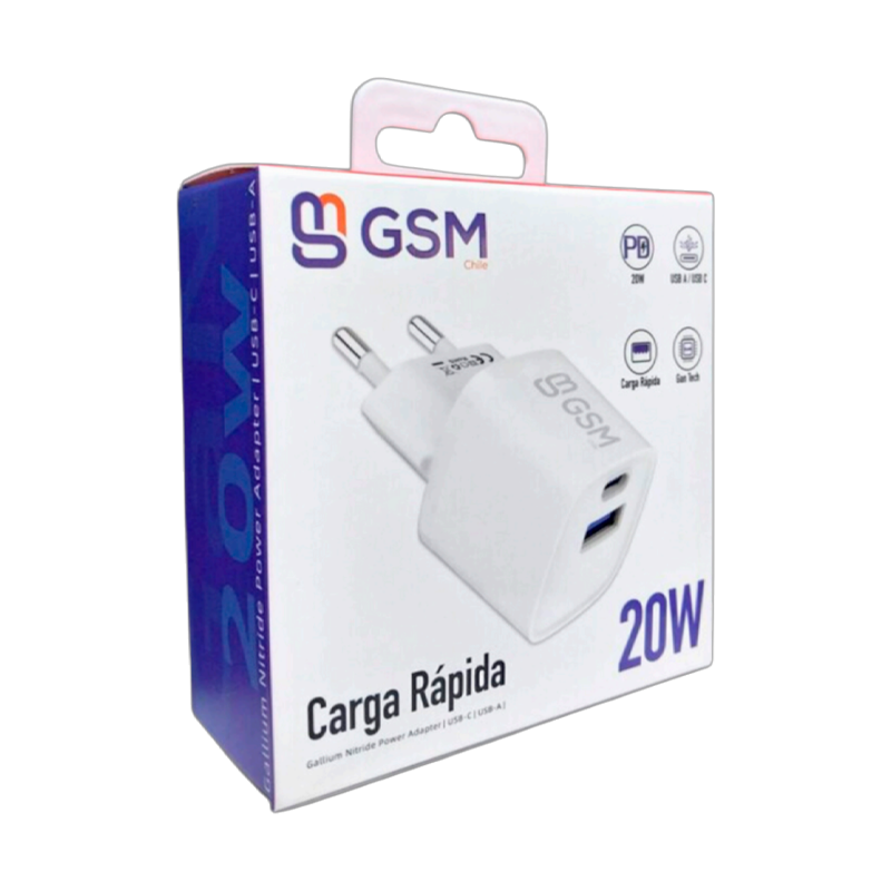 Cargador Carga Rapida Gsm Dual Tipo C Usb 20w Blanco – imagen 3