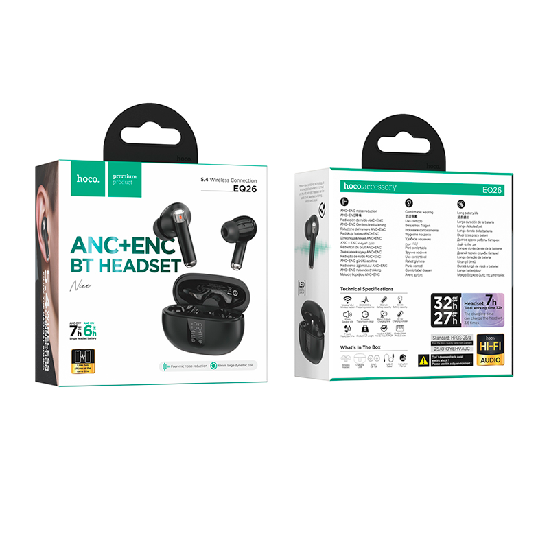 Audífonos Bluetooth In Ear Hoco Eq26 Nice Enc + Anc Negro – imagen 3