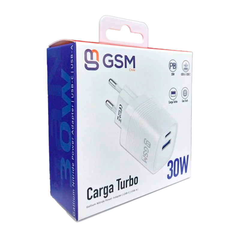 Cargador Carga Rapida Gsm Dual Tipo C Usb 30w Blanco – imagen 3