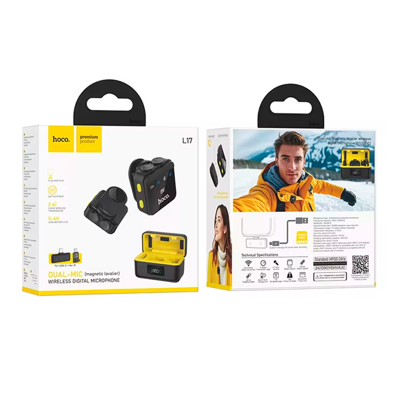 Microfono Externo Omnidireccional Dual Tipo C y Lightning Hoco L17 Negro – imagen 3