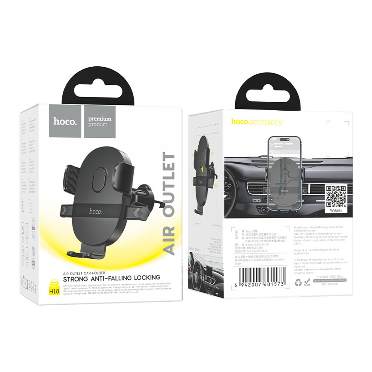 Soporte De Auto Rejilla Hoco H18 Negro – imagen 3