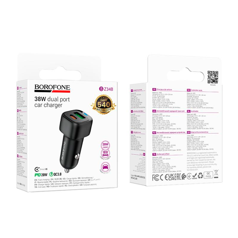 Cargador de Auto Borofone Bz34b Dual 38w Negro – imagen 3