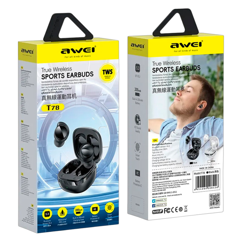 Audífonos Bluetooth Awei Tws T78 Negro – imagen 3