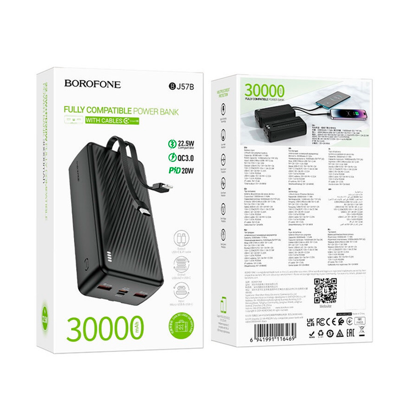 Powerbank Carga Rapida Borofone Bj57b 30000 Mah 22.5w Negro – imagen 3