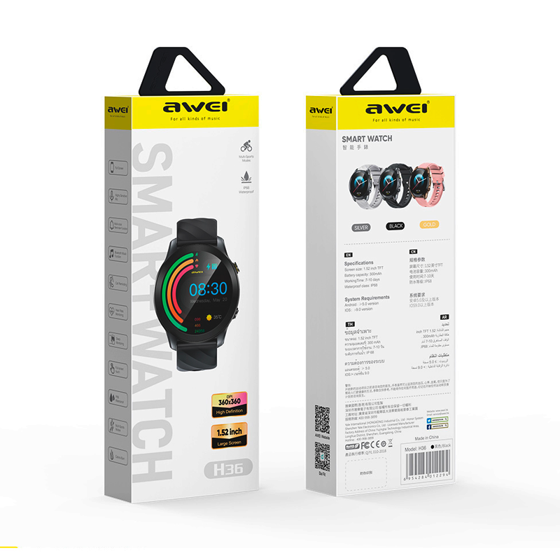 Reloj Smartwatch Awei Deportivo H36 Negro – imagen 3