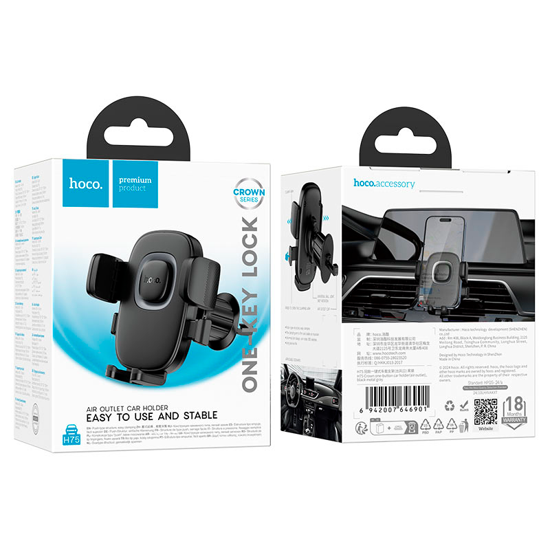 Soporte De Auto Rejilla Ventilacion Hoco H75 Negro – imagen 3