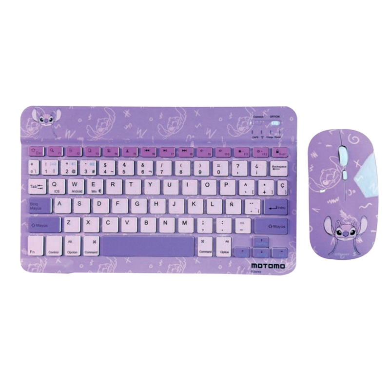 Kit Teclado y Mouse Stitch Recargable Dual Bluetooth + Receptor Lila