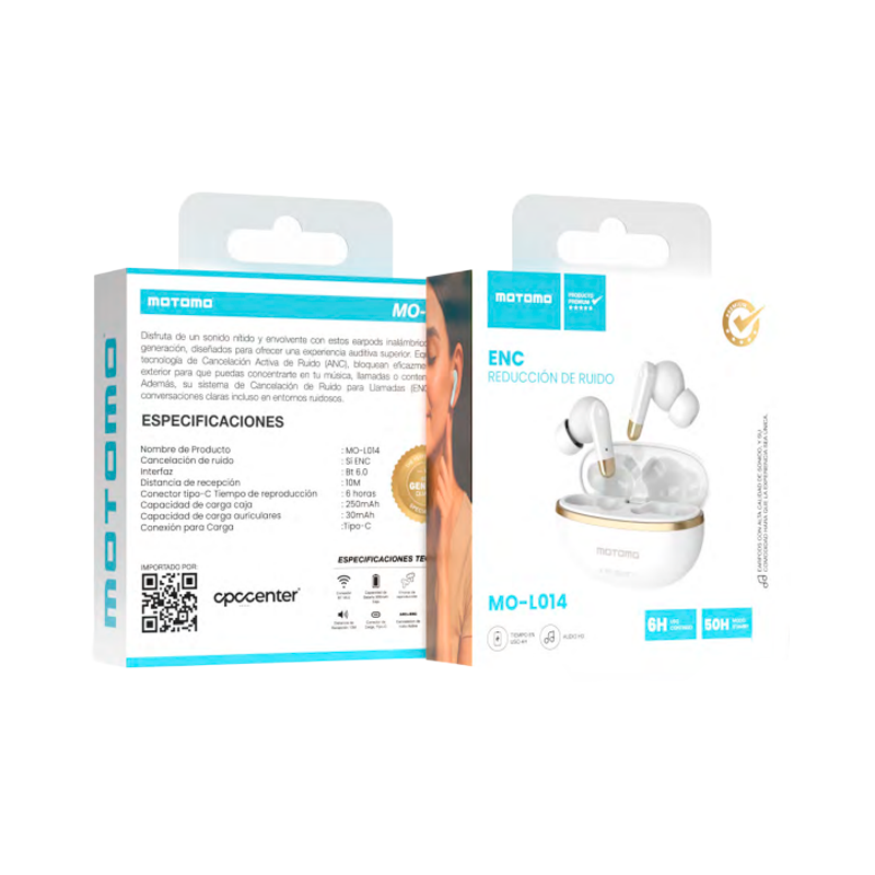 Audífonos In Ear Bluetooth Motomo Mo-L014 Anc Cancelacion Negro – imagen 2