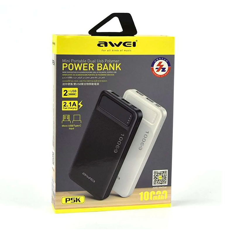 Powerbank Carga Rapida Awei P5k 10000 Mah Negro – imagen 3