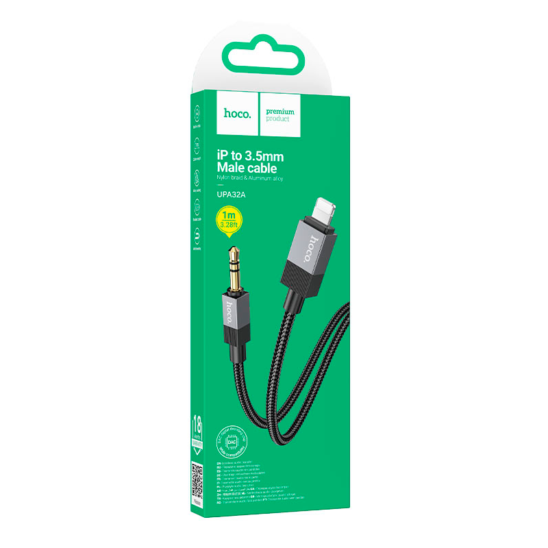 Cable Auxiliar 3.5mm Para Lightning Hoco Upa32a 1 Metro Negro – imagen 3