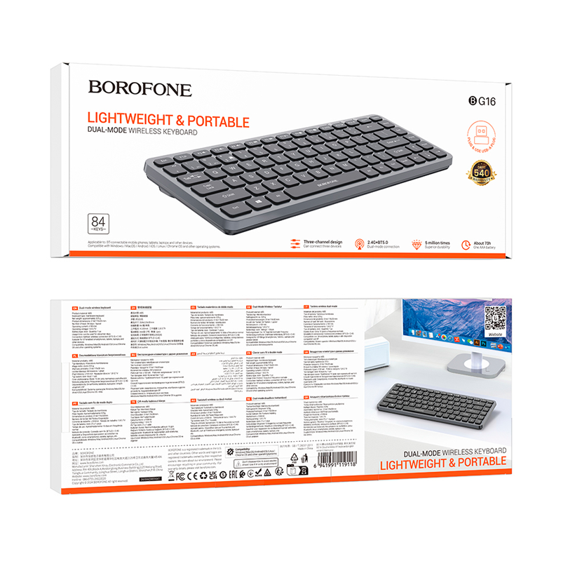 Teclado Inalambrico Bluetooth Dual Borofone Bg16 Negro – imagen 3