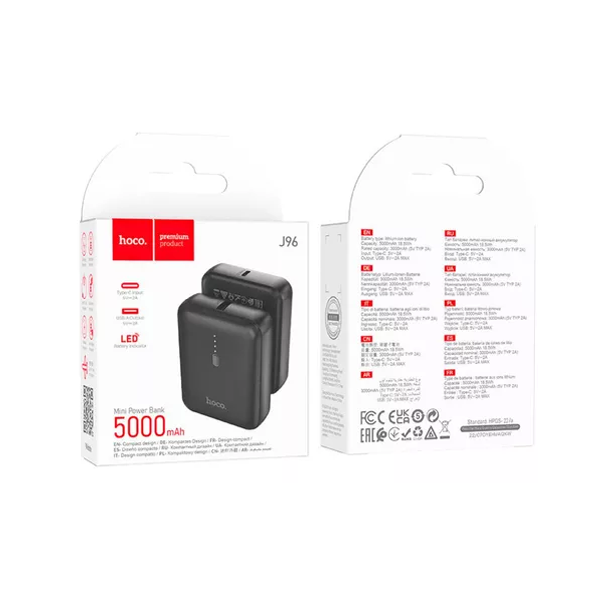 Bateria Portatil Powerbank Hoco J96 5.000 Mah Negro – imagen 3