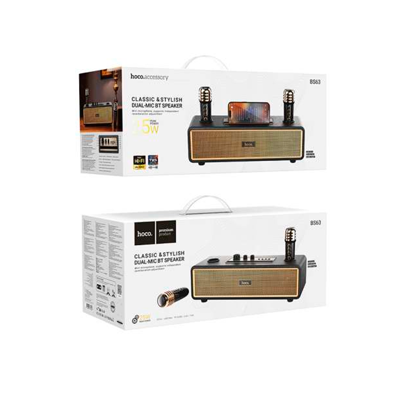 Parlante Inalambrico Bluetooth Karaoke Hoco Bs63 Microfonos Negro – imagen 3
