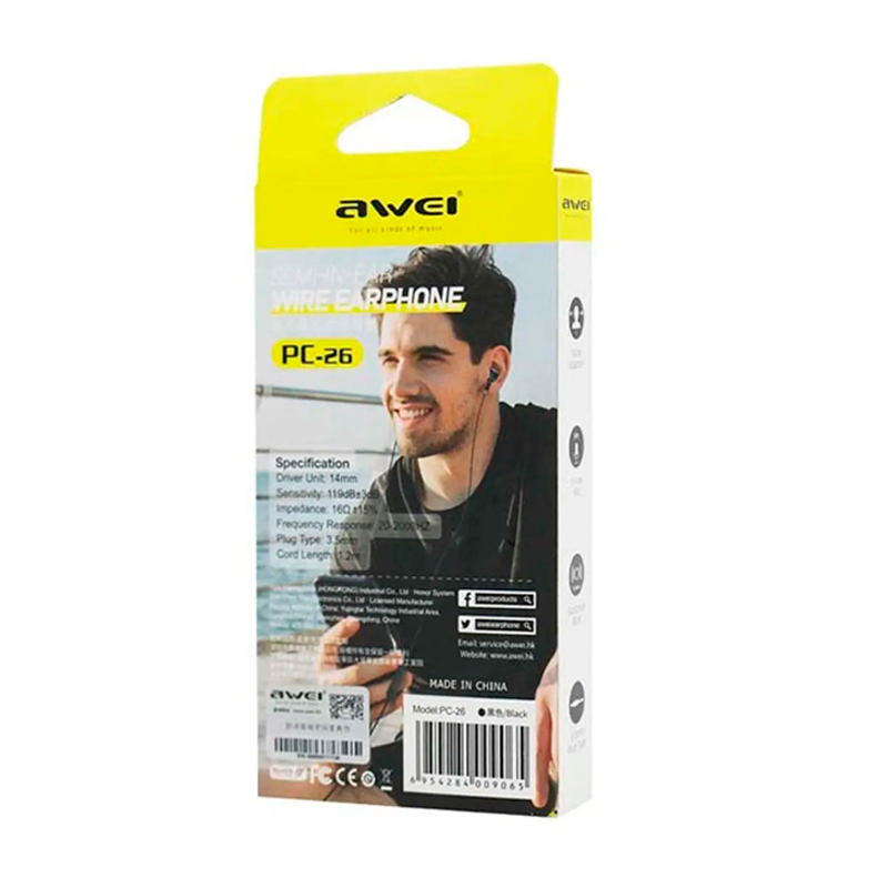 Audífonos In Ear Awei Pc-26 3.5mm Negro – imagen 3