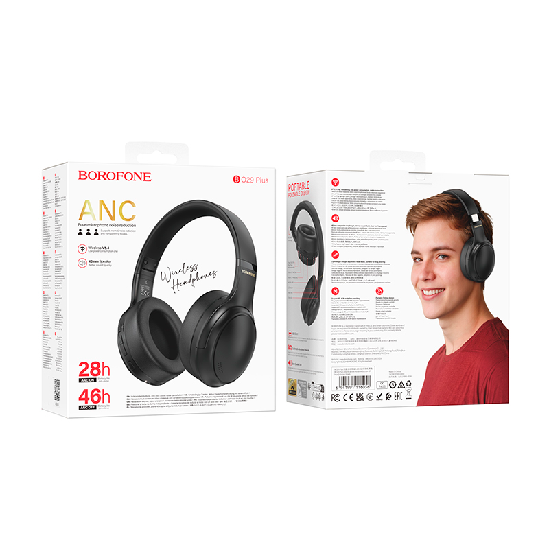 Audífonos Headset Bluetooth Borofone Bo29 Plus Anc Negro – imagen 2