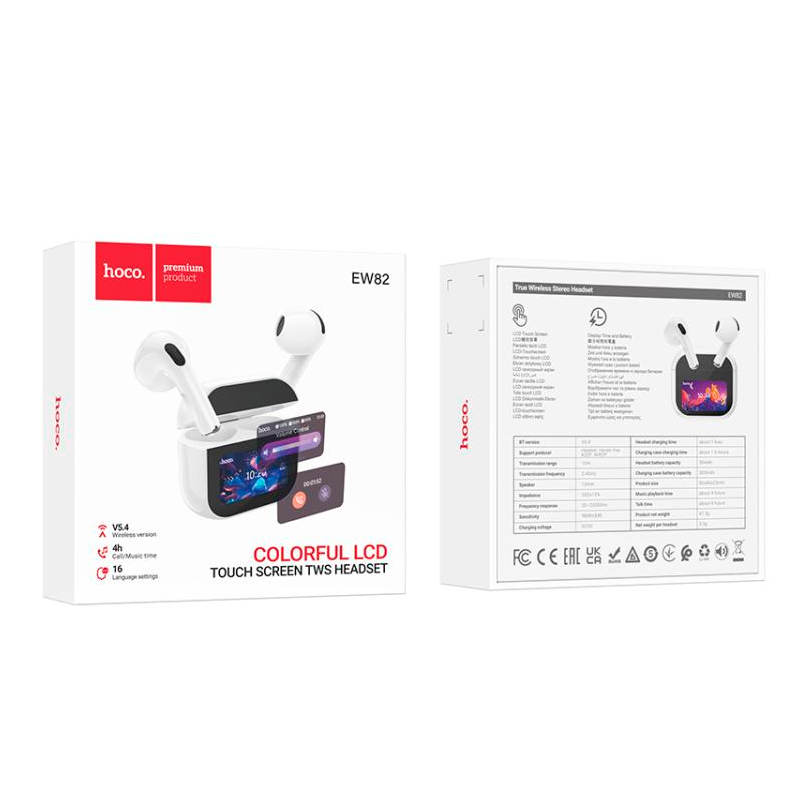 Audífonos In Ear Bluetooth Hoco Ew82 Con Pantalla Blanco – imagen 3