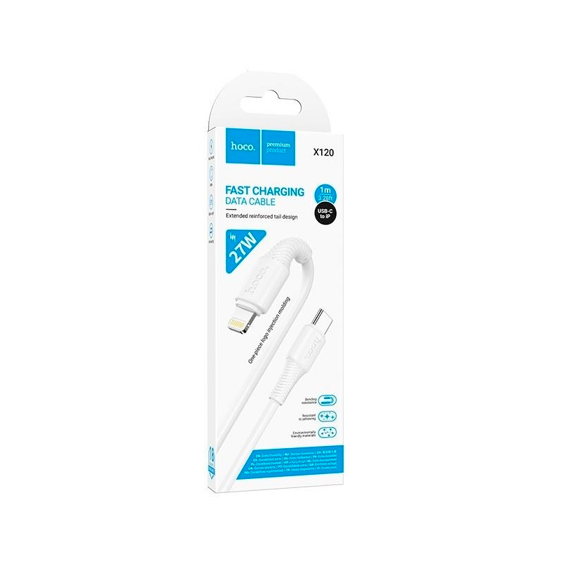 Cable Tipo C a Lightning Hoco X120 Beneficio 27w 1 Metro Blanco – imagen 2