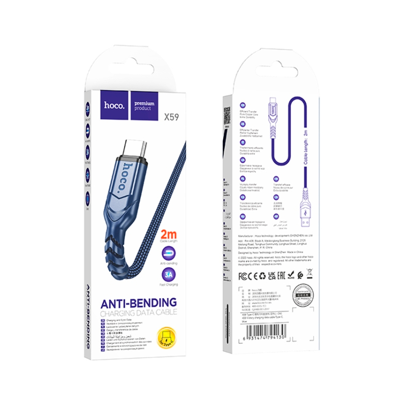 Cable Usb a Tipo C Hoco X59 1 Metro Azul – imagen 3
