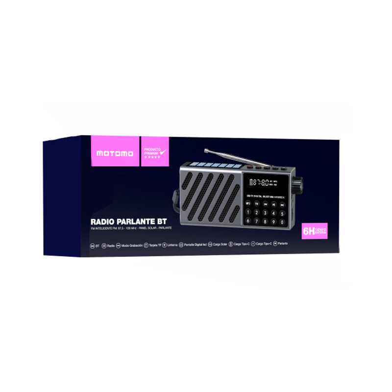 Radio Parlante Bluetooth Portatil Motomo Am fm Motomo Led Negro – imagen 2