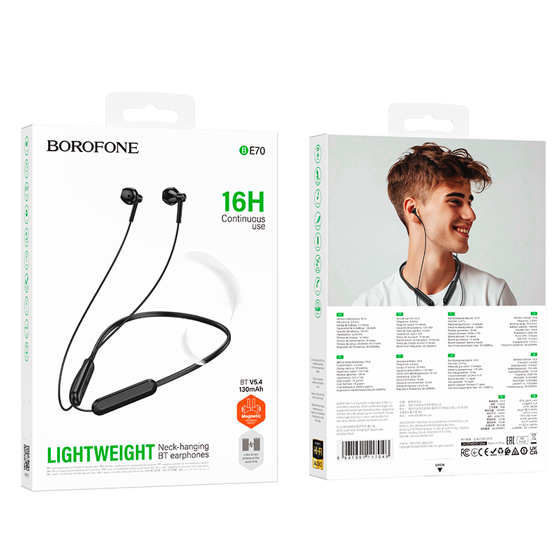 Audífonos In Ear Bluetooth Borofone Be70 Light Deportivo Negro – imagen 2