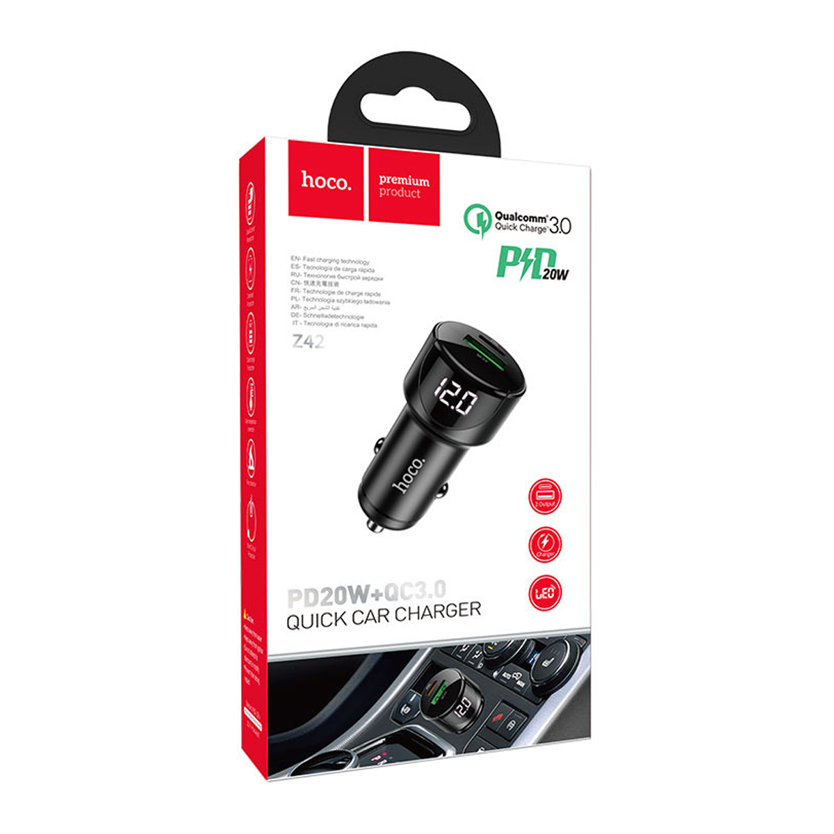 Cargador de Auto Hoco Z39 Usb Dual Q3.0 18w Negro – imagen 3