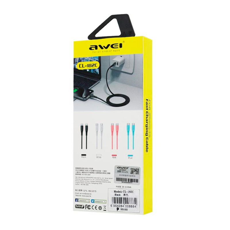 Cable Tipo C a Tipo C Awei CL-182c Negro – imagen 2