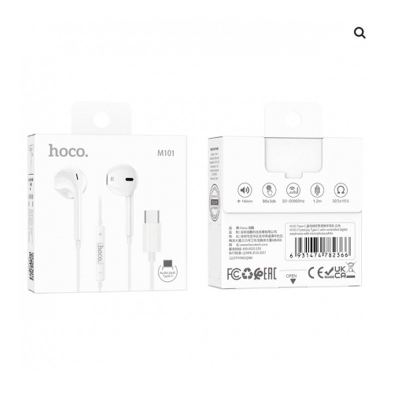 Audífonos In Ear Hoco M101 Crystal Joy Tipo C Blanco – imagen 3