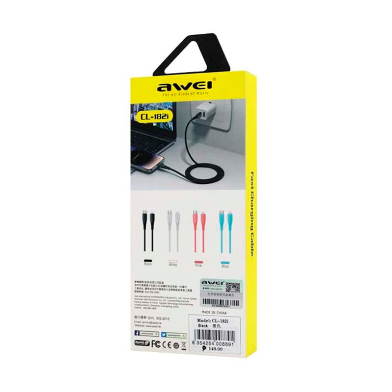 Cable Tipo C a Lightning Awei CL-182i Negro – imagen 3