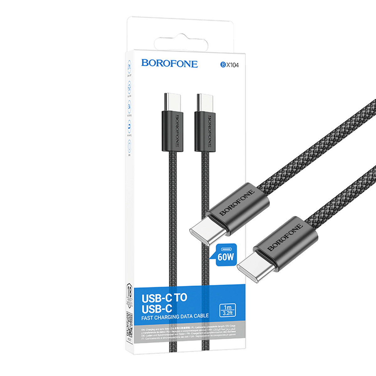 Cable Tipo C a Tipo C Borofone Bx104 Negro (copia) – imagen 3