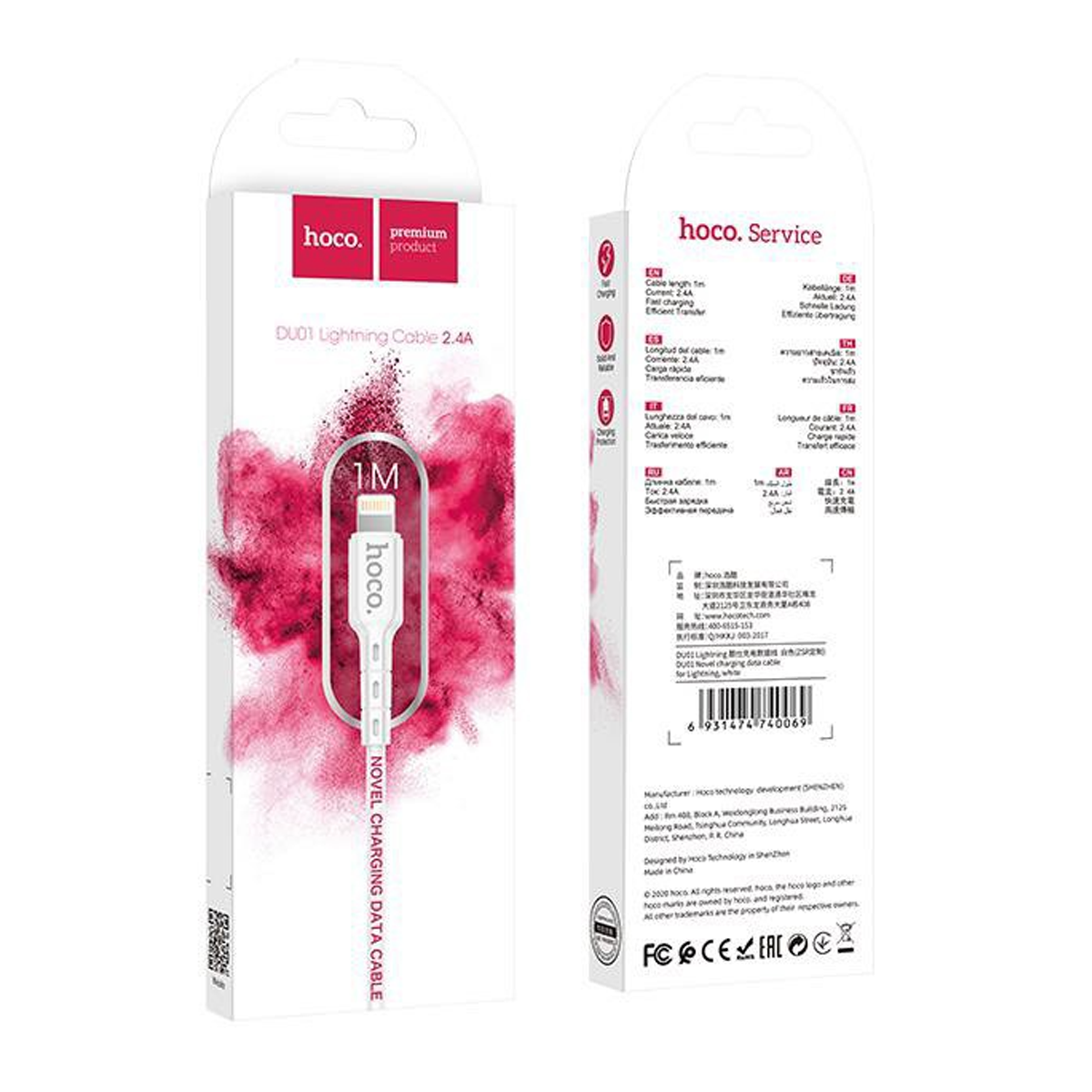 Cable Usb a Lightning Hoco Du01 Blanco – imagen 3