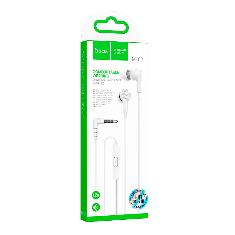 Audífonos In Ear Hoco M102 3.5mm Ingenious Blanco – imagen 2