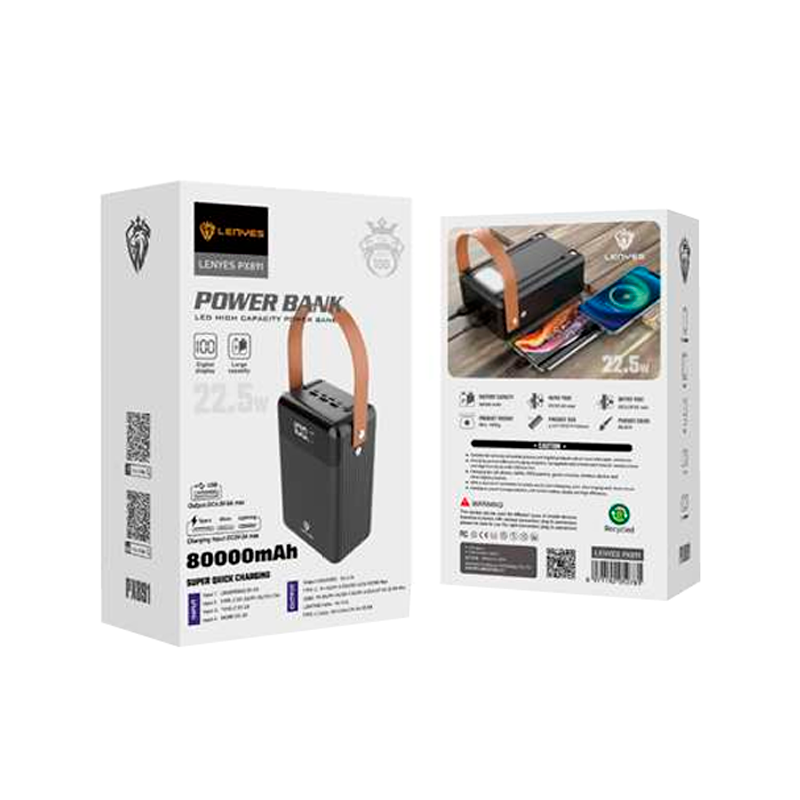 Powerbank Carga Rapida Lenyes Px891 80000 Mah Negro – imagen 3