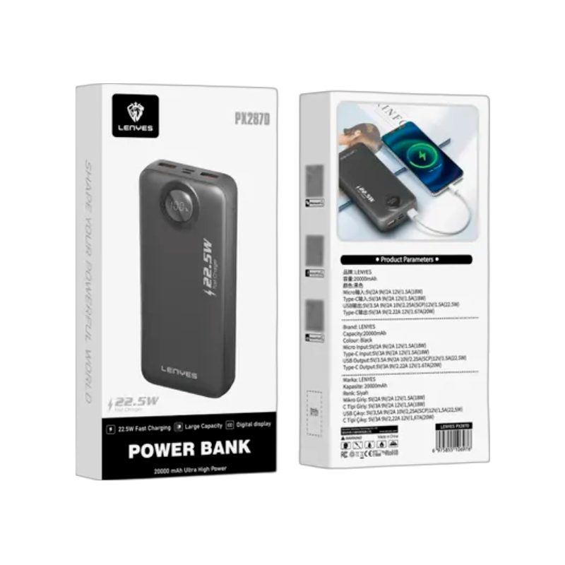 Powerbank Carga Rapida Lenyes Px287D 20000 Mah Negro – imagen 2