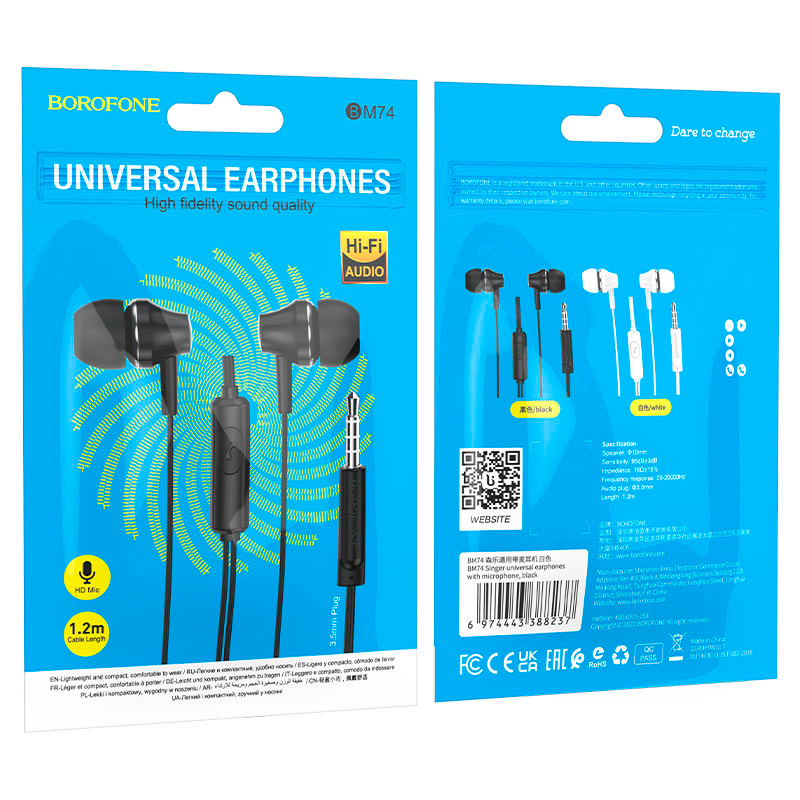 Audífonos In Ear Borofone Bm74 3.5mm Singer Negro – imagen 3