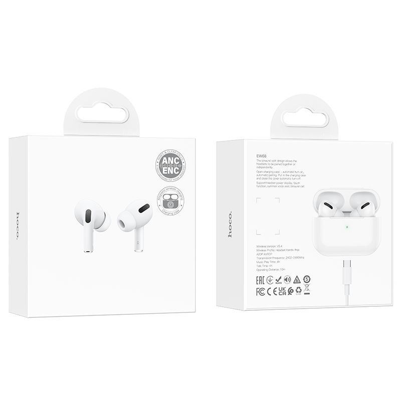 Audífonos In Ear Bluetooth Hoco Ew68 Anc + Enc Blanco – imagen 3