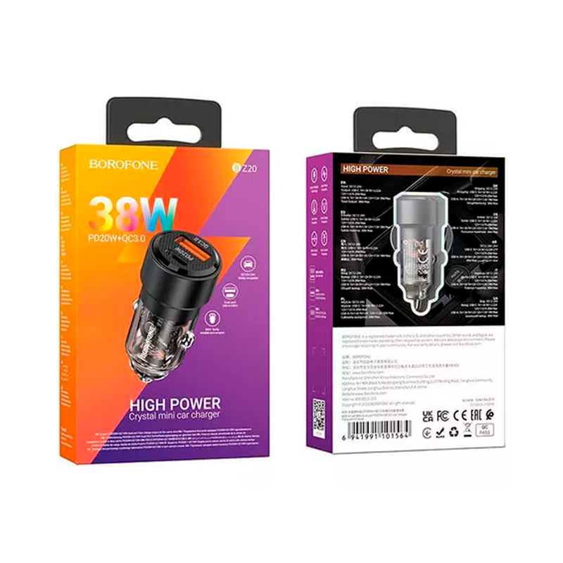 Cargador De Auto Doble Usb Tipo C Borofone Bz20 Gris – imagen 3