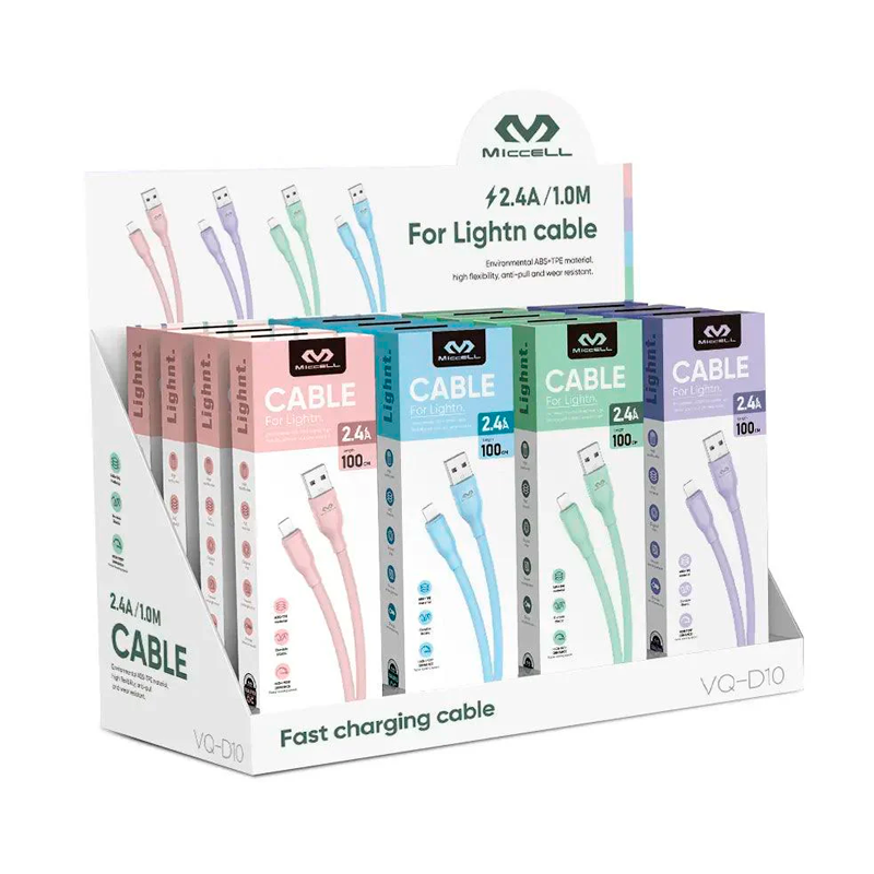 Cable Usb a Lightning 1.2m Miccell Vq-d10 Rosada – imagen 2