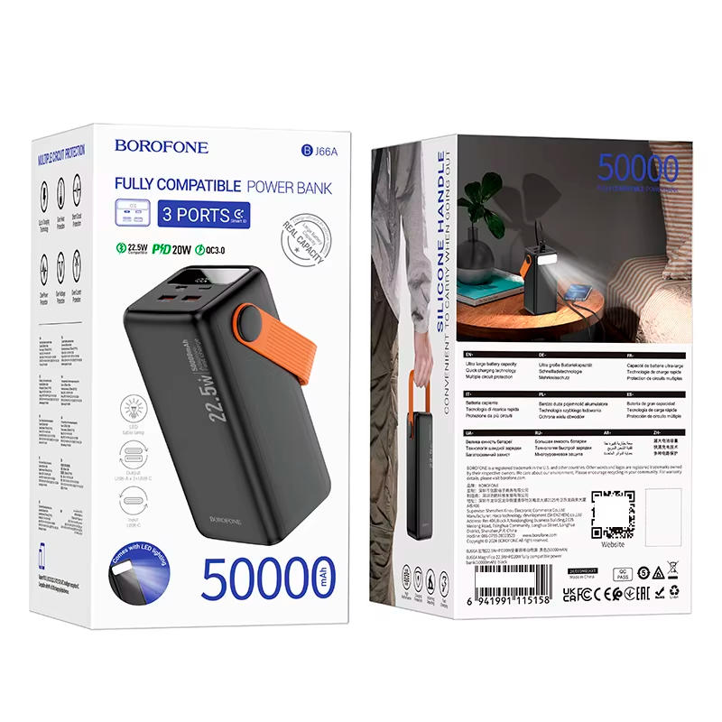 Powerbank Carga Rapida Borofone Bj66a Magnifico 50000 Mah Negro – imagen 3