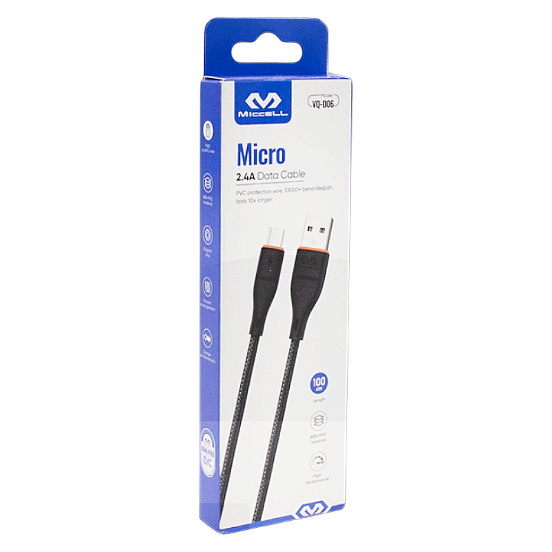 Cable Usb a Micro Usb 2.4a Miccell Vq-d06 Negro – imagen 3