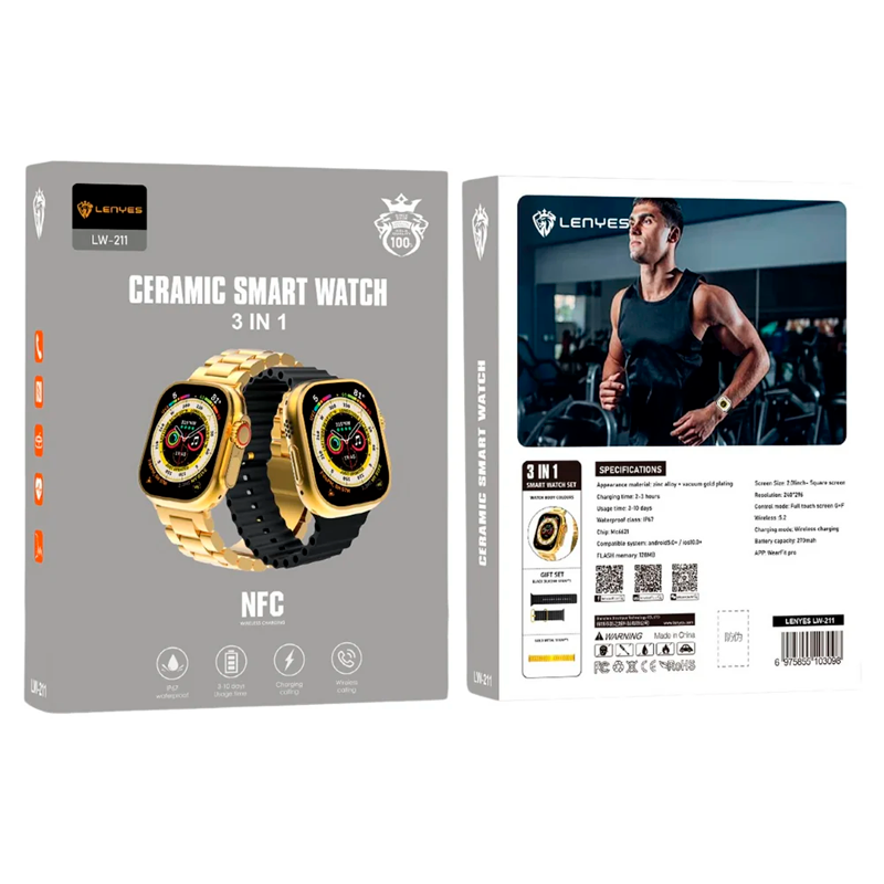 Smartwatch Reloj Inteligente Bluetooth Lenyes Lw211 Negro Dorado – imagen 3