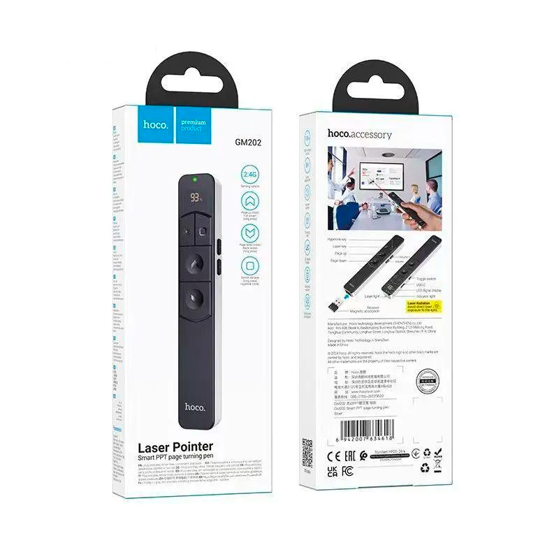 Presentador Diapositiva Puntero Láser Hoco Gm202 Negro – imagen 3