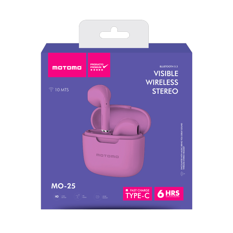 Audífonos In Ear Bluetooth Motomo Mo-25 Violeta – imagen 2
